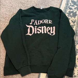 Disney Forest Green Sweatshirt with Pink Print